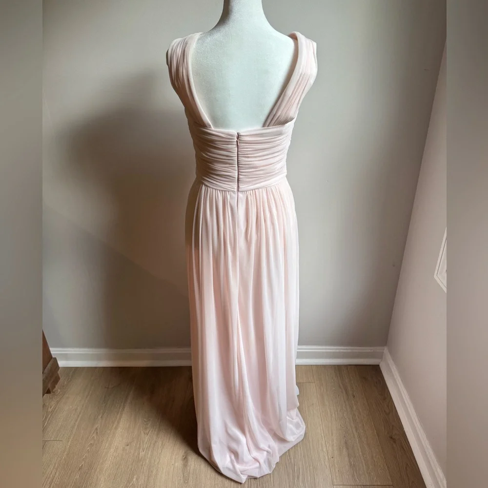 ALFRED SUNG Blush Pink Maxi Chiffon Sleeveless Halter Gown Size 6, Fit is Size 2 - Picture 6 of 8